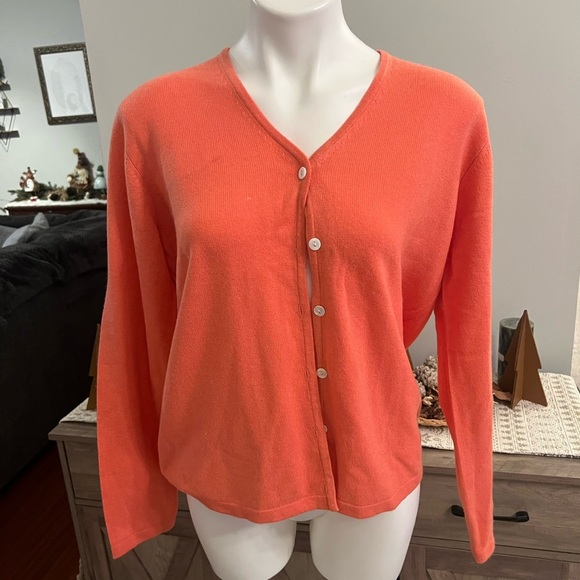 100% Cashmere orange button down cardigan - Picture 1 of 4